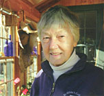 Cynthia on her doorstep.